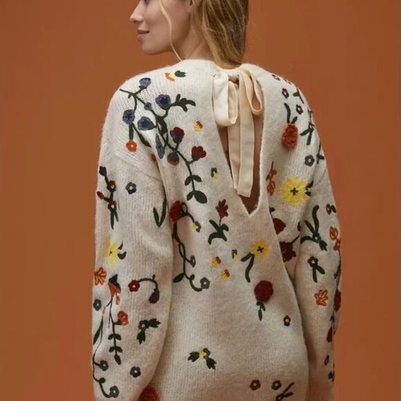 Anthropologie Flowers Half Sleeve Sweater Dress TEMPORARILY UNAVAILABLE DO NOT P - Picture 4 of 4